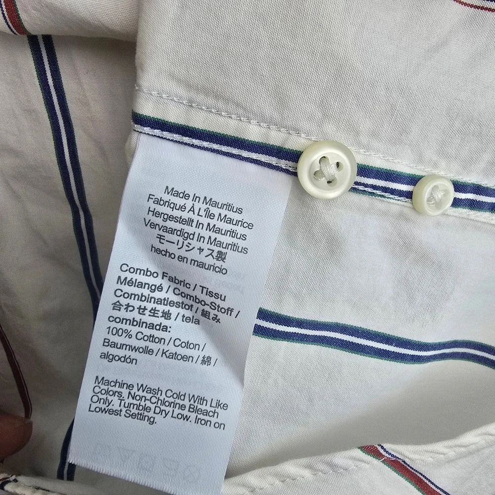 J.‎ Crew NWT Secret Wash Classic Fit Men's White Striped Button Down Shirt XL